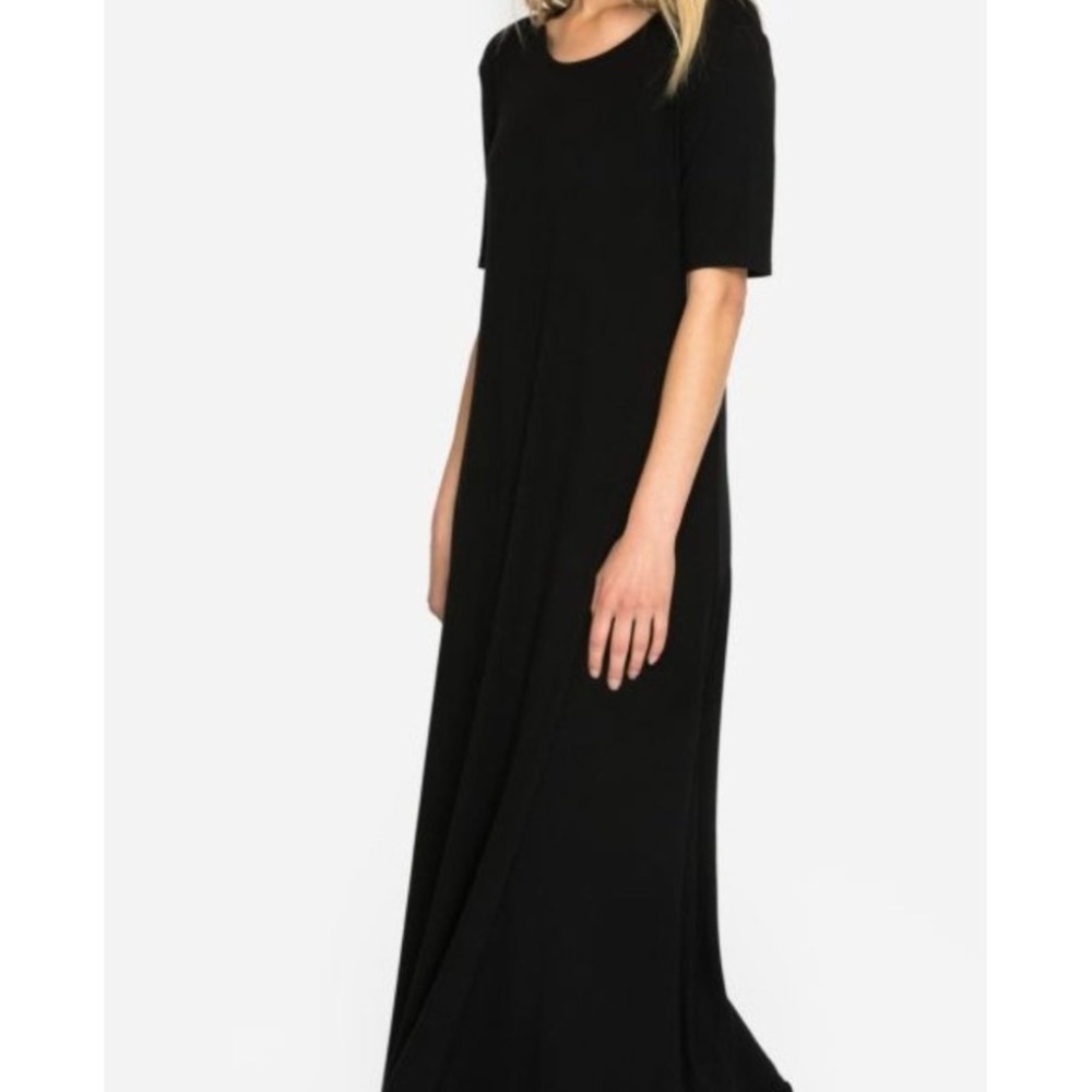 Johnny Was Calme Maxi Dress Size XL Black Short Sleeve Bamboo Cotton A-Line